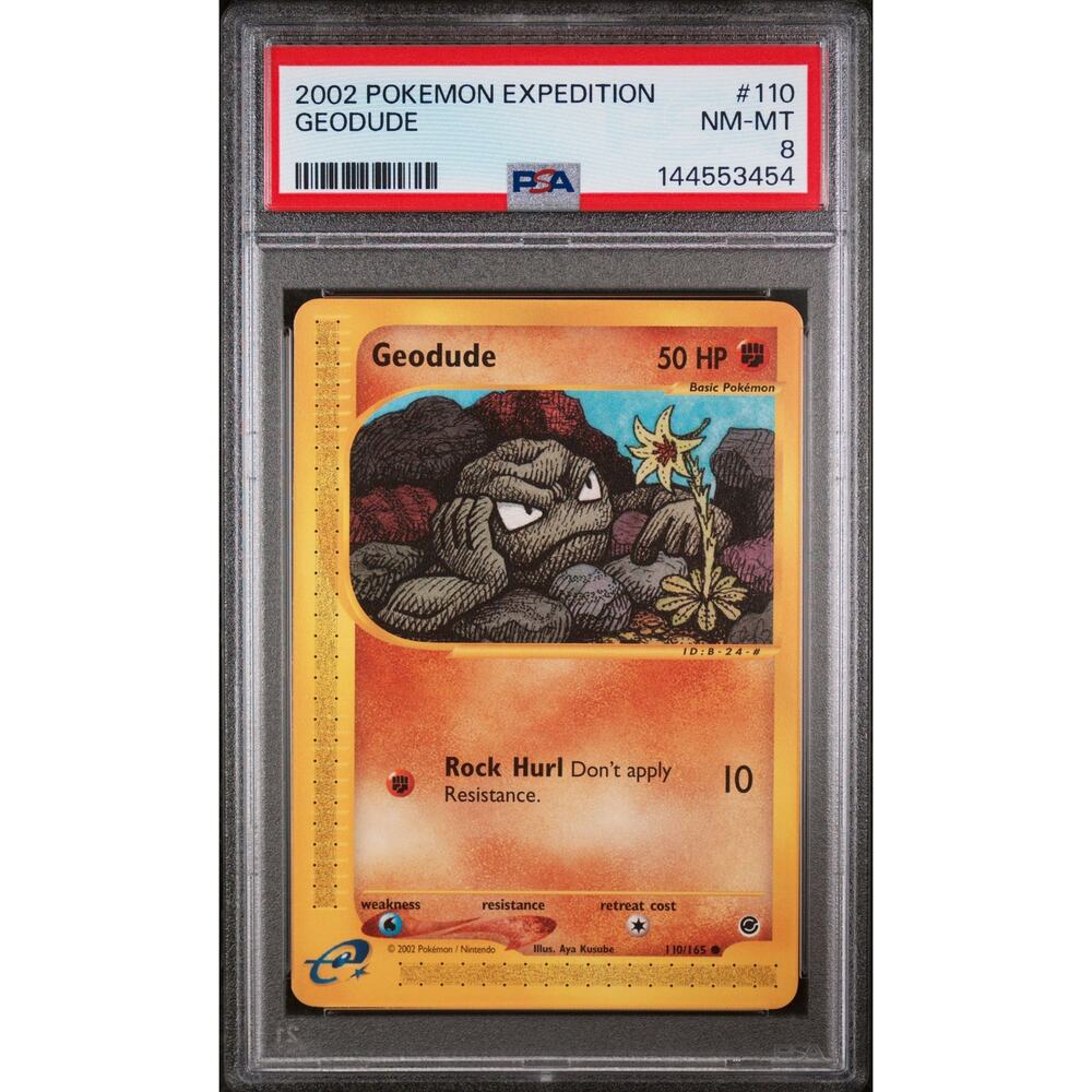 PSA 8 NM-MT Geodude 110/165 Pokémon Expedition 2002 Non Holo E-Reader Graded
